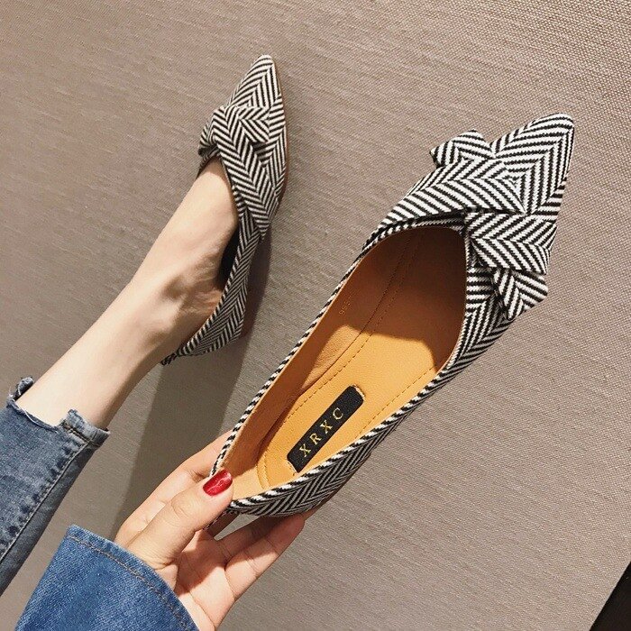 Canrulo New Fashion Summer Women's Shoes Fabric Bow Pointed Toe Flat Comfortable Shoes Dress Shoes Woman Designer Shoes Women