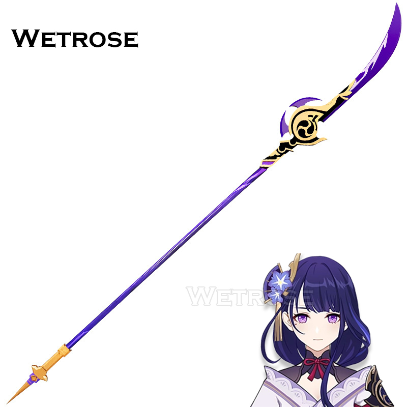 [Wetrose] In Stock Raiden Shogun Weapon Engulfing Lightning Genshin Impact Model Spear Blade Wooden Cosplay Props Staff