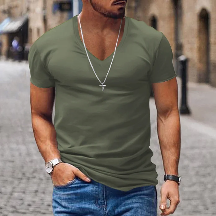 Casual V-neck T-shirt-inspireuse