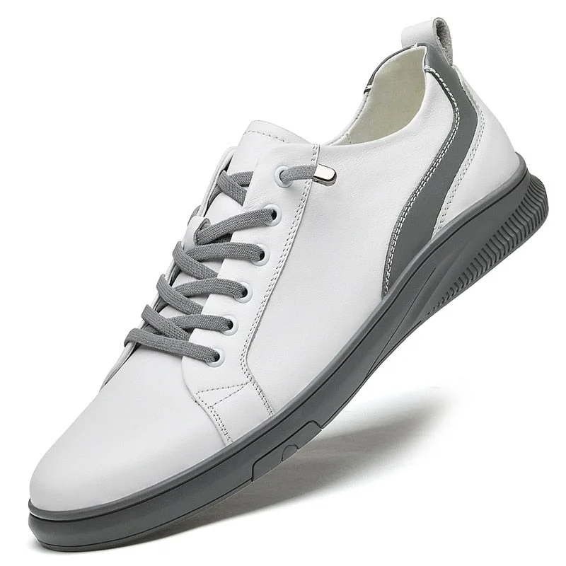 Size 37-47 Mens Genuine Leather Casual Shoes White Tenis Footwear for Men Fashion Comfortable Male Flats Slip on Man Loafers New