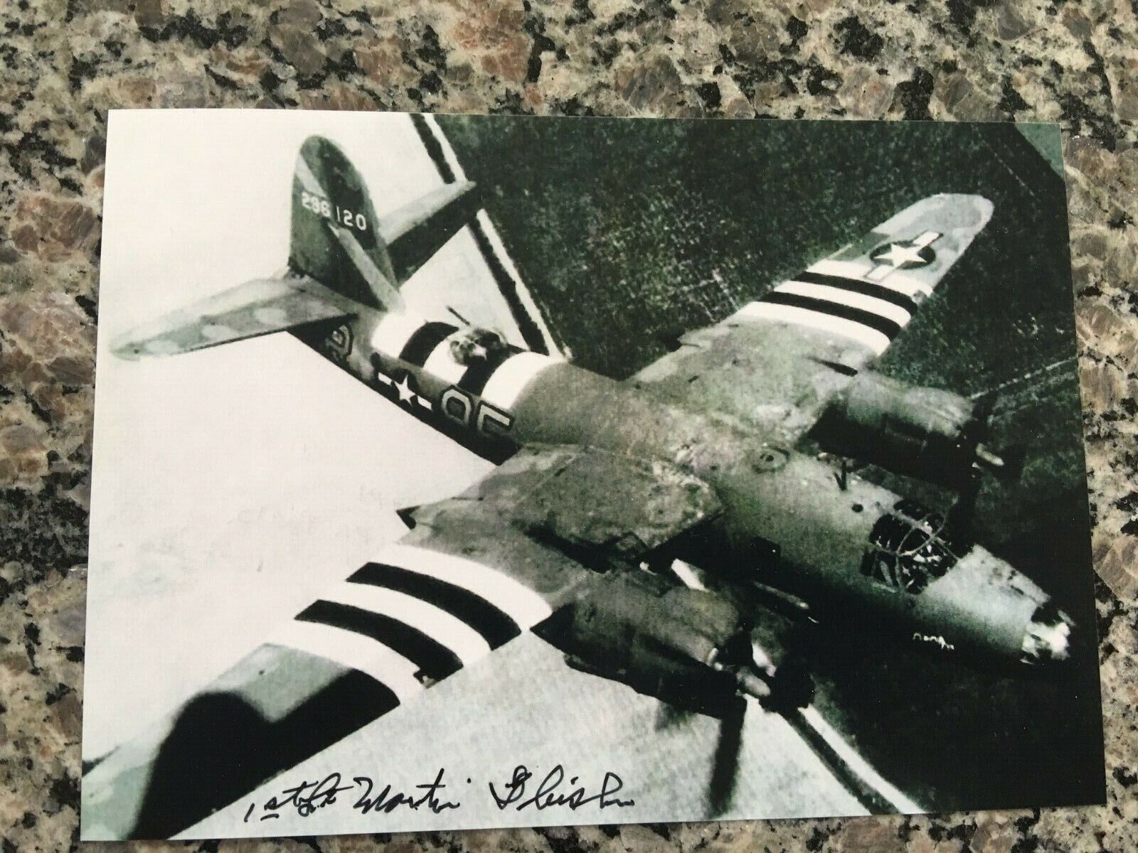 MARTIN FLEISHER 9TH AIR FORCE D-DAY PILOT RARE SIGNED Photo Poster painting