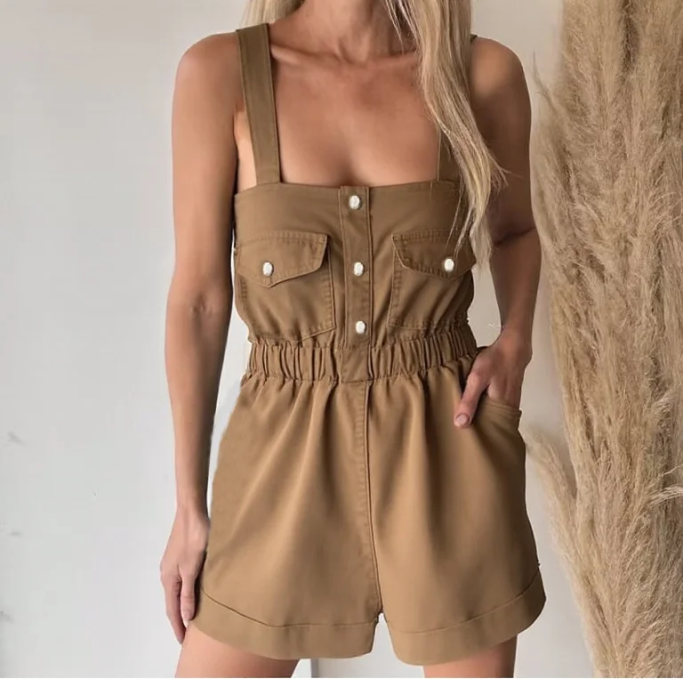 Women's 2025 Summer StrapsDenim Romper One-piece