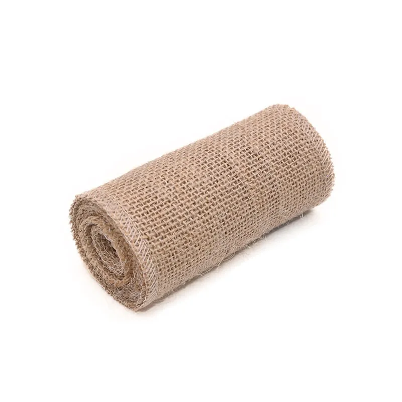 2M Natural Jute Burlap Hessian Ribbon Rolls Vintage Rustic Wedding Decoration Christmas Gift Wrapping Festival Party Home Decor