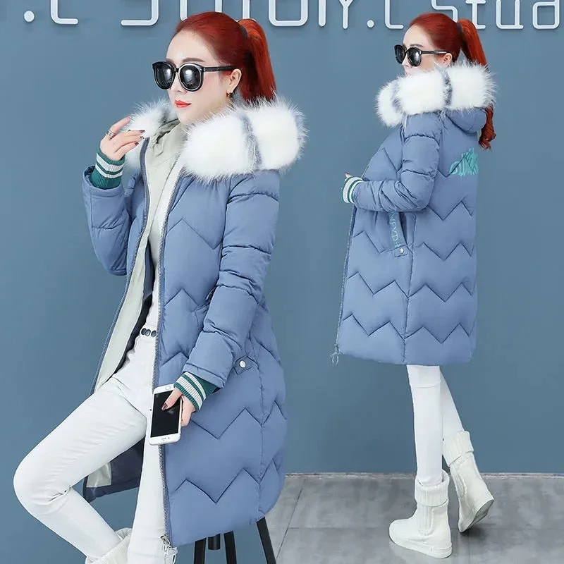 Coat Jacket Hooded Winter Jacket Women Parkas 2021 New Women's Jacket Fur Collar Outerwear Female Plus Size 3XL Cotton Padded