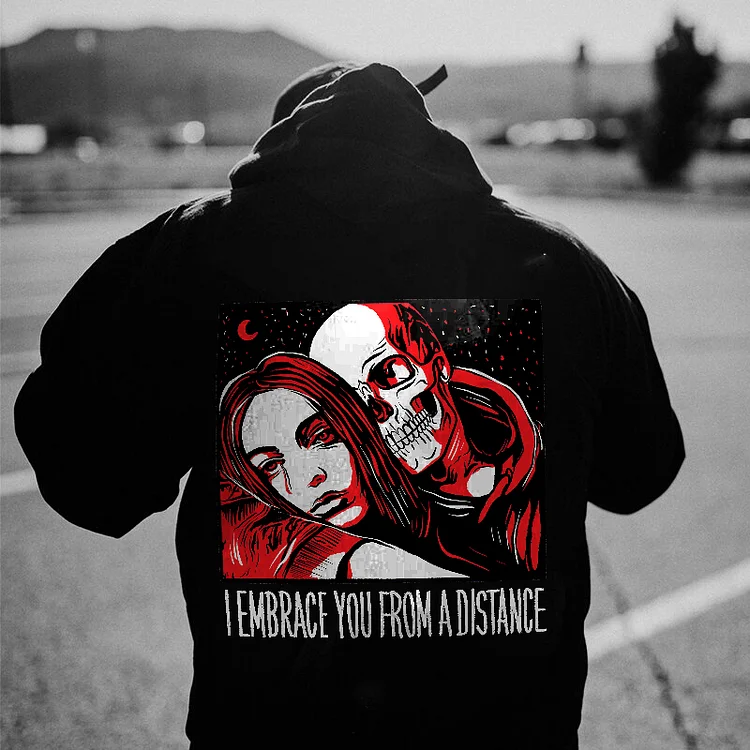 I Embrace You From A Distance Skeleton Printed Men's Hoodie