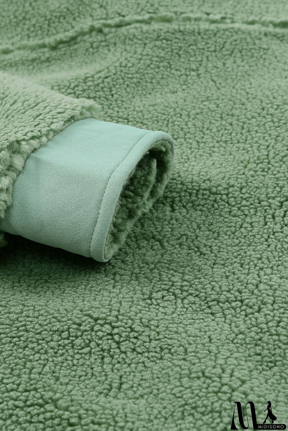 MidiSono - Flap Pocket Button Up Fleece Jacket