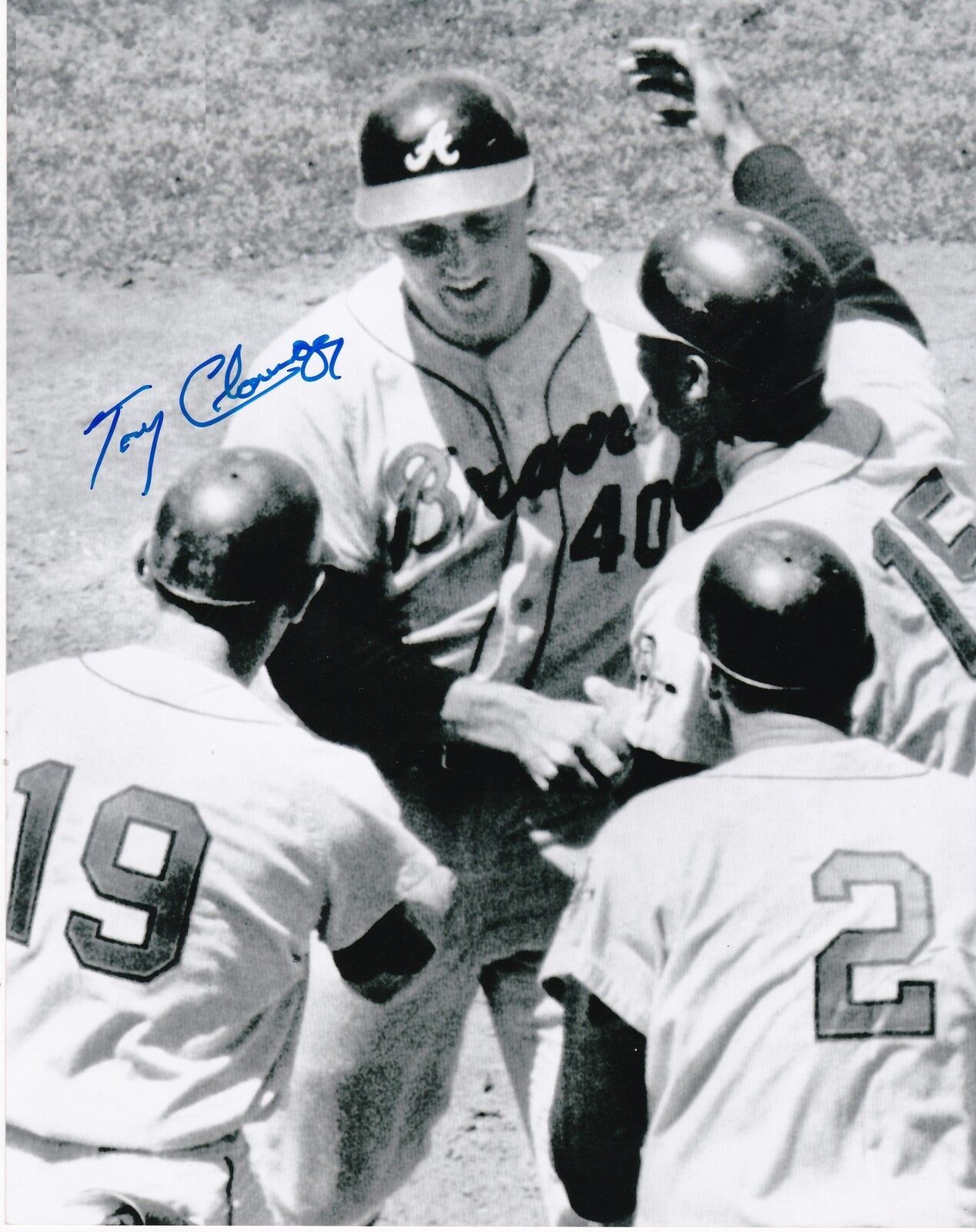 TONY CLONINGER ATLANTA BRAVES ACTION SIGNED 8x10