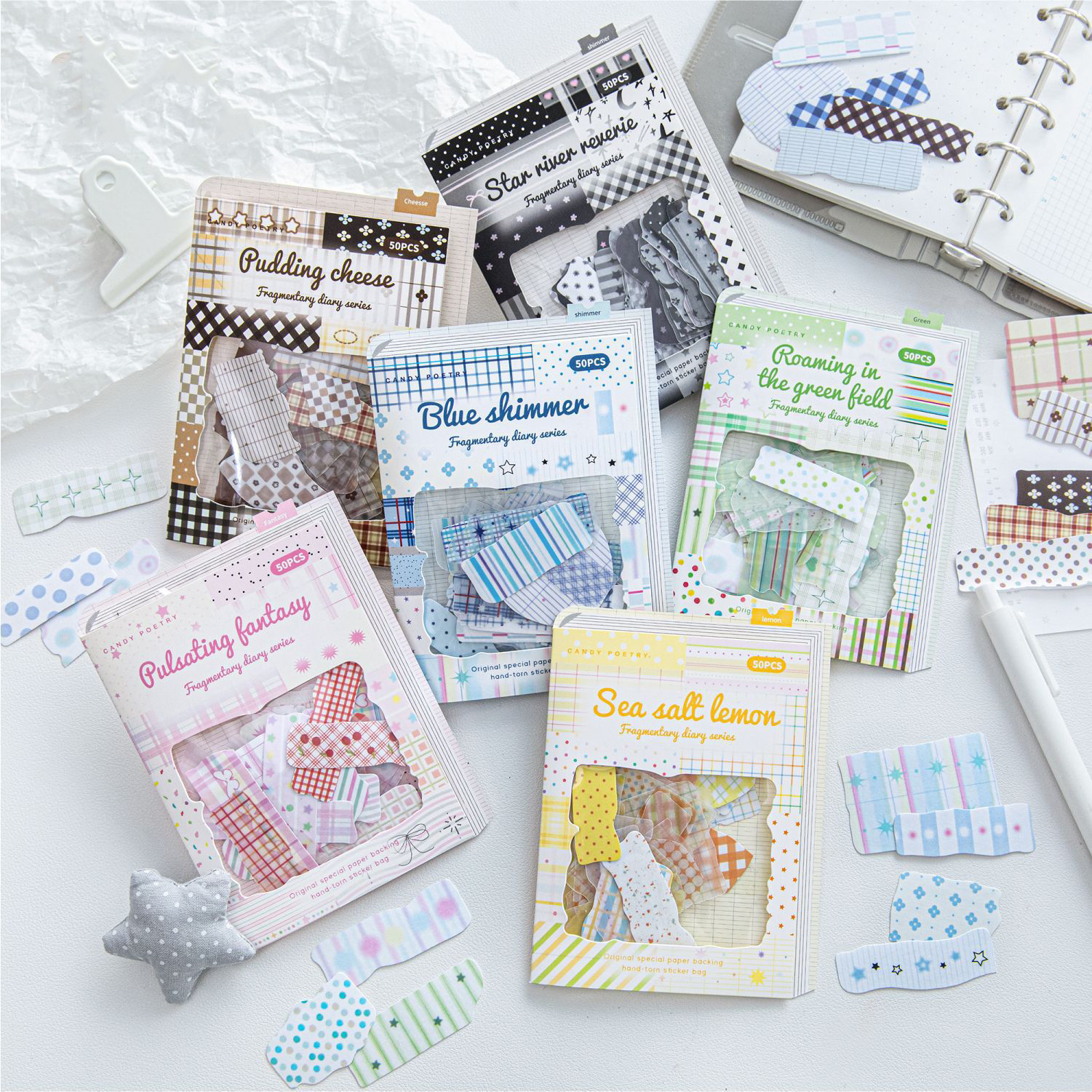 스티커 - 조각 일기 시리즈 카와이 그리드