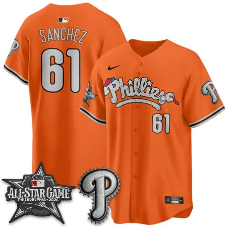 Youth Philadelphia Phillies #61 Cristopher Sanchez Orange 2026 MLB All-Star Jersey