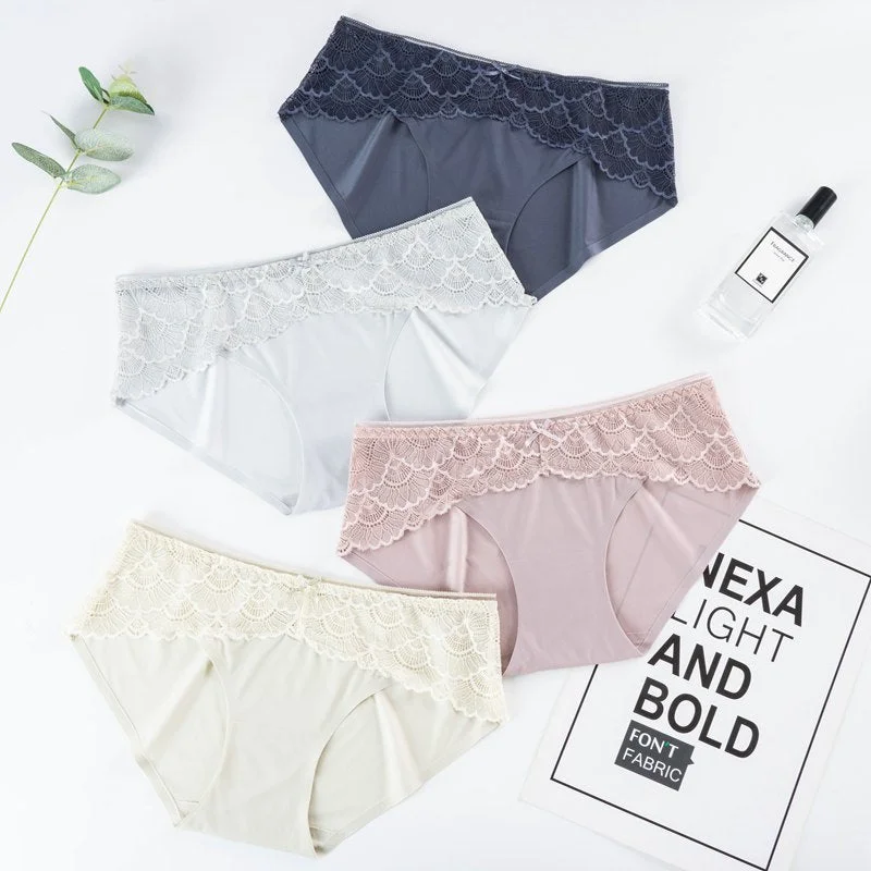 Fashion Lace Underwear Women Panties Briefs Traceless Comfortable Breathable Intimate Lingerie Female Seamless Ice Silk Panty