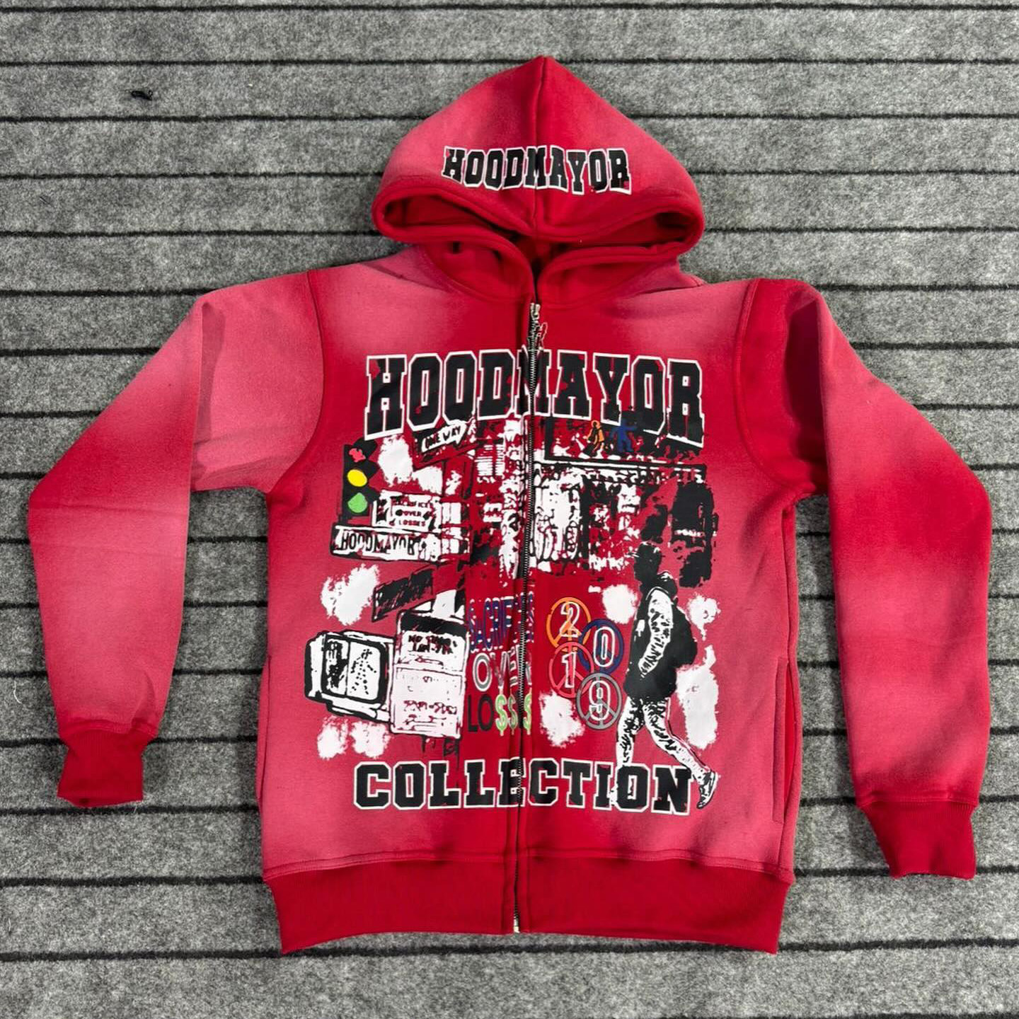 Collection Print Long Sleeve Zipper Hoodies