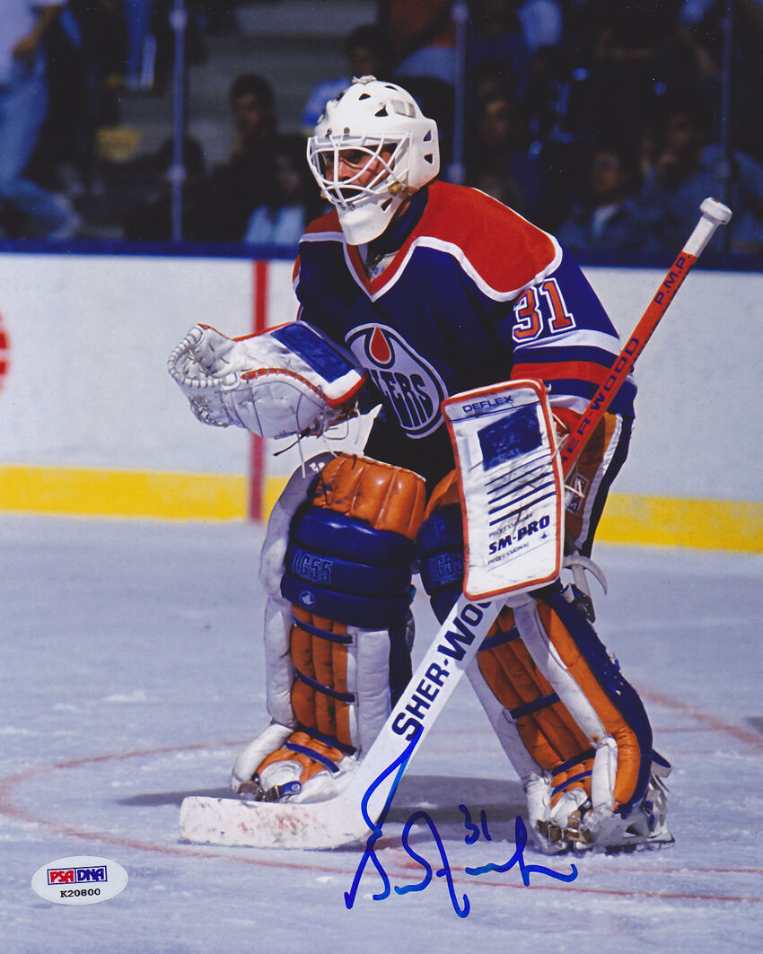 Grant Fuhr SIGNED 8x10 Photo Poster painting Edmonton Oilers PSA/DNA AUTOGRAPHED