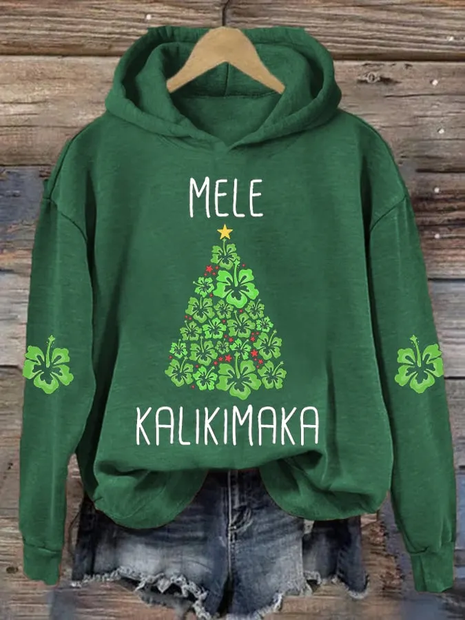 Women's Hawaiian Christmas Mele Kalikimaka Hibiscus Hoodie