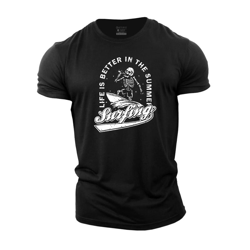 Cotton Surfing Graphic Gym T-shirts tacday