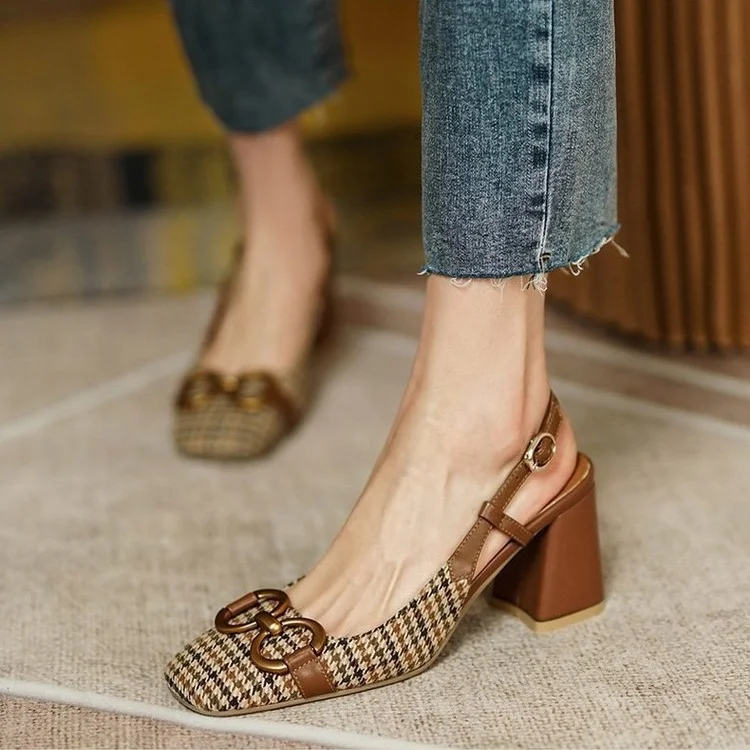 Ballerinas With Houndstooth Pattern And Buckle Detail shopify Stunahome.com