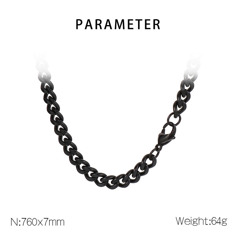 Fashion Simple Bracelet Stainless Steel Six-Sided Grinding Chain Choker Necklace