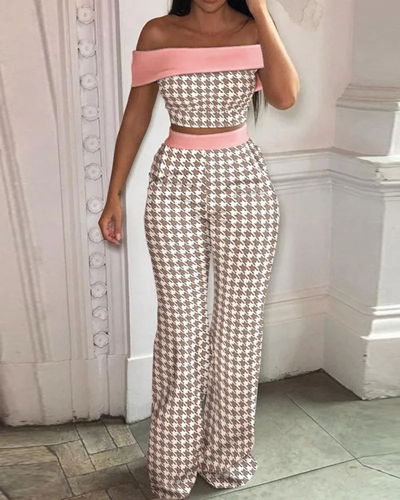 Off Shoulder Jacket Casual Pants Set