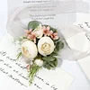10PCS Morandi Wedding Catering Bridal Groom Guests Corsage Boutonniere Wrist Artificial Flower Bouquets
