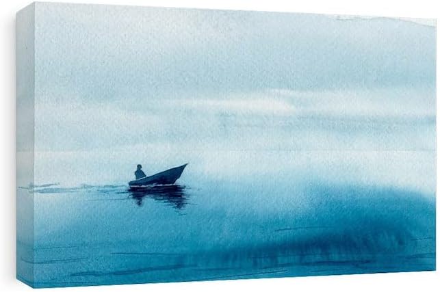 CafePress Canvas Wall Art Sea, Boat and Fisherman Ready to Hang for Living Room, Bedroom or Office 15x10