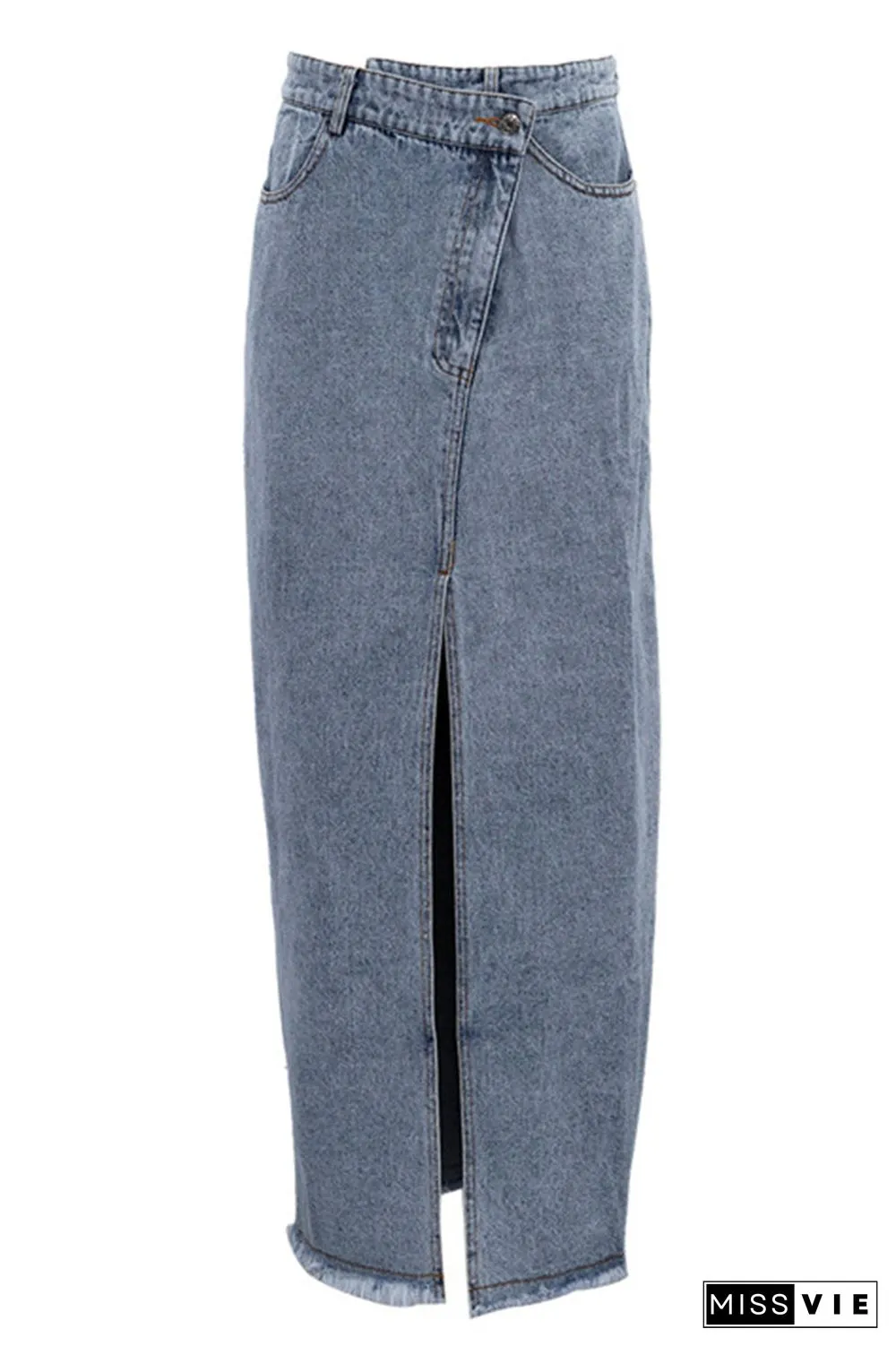 Elegant College Solid Slit Regular High Waist Solid Color Bottoms