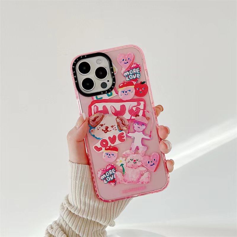 Fluorescent Color Graffiti Painted Cartoon Phone Case