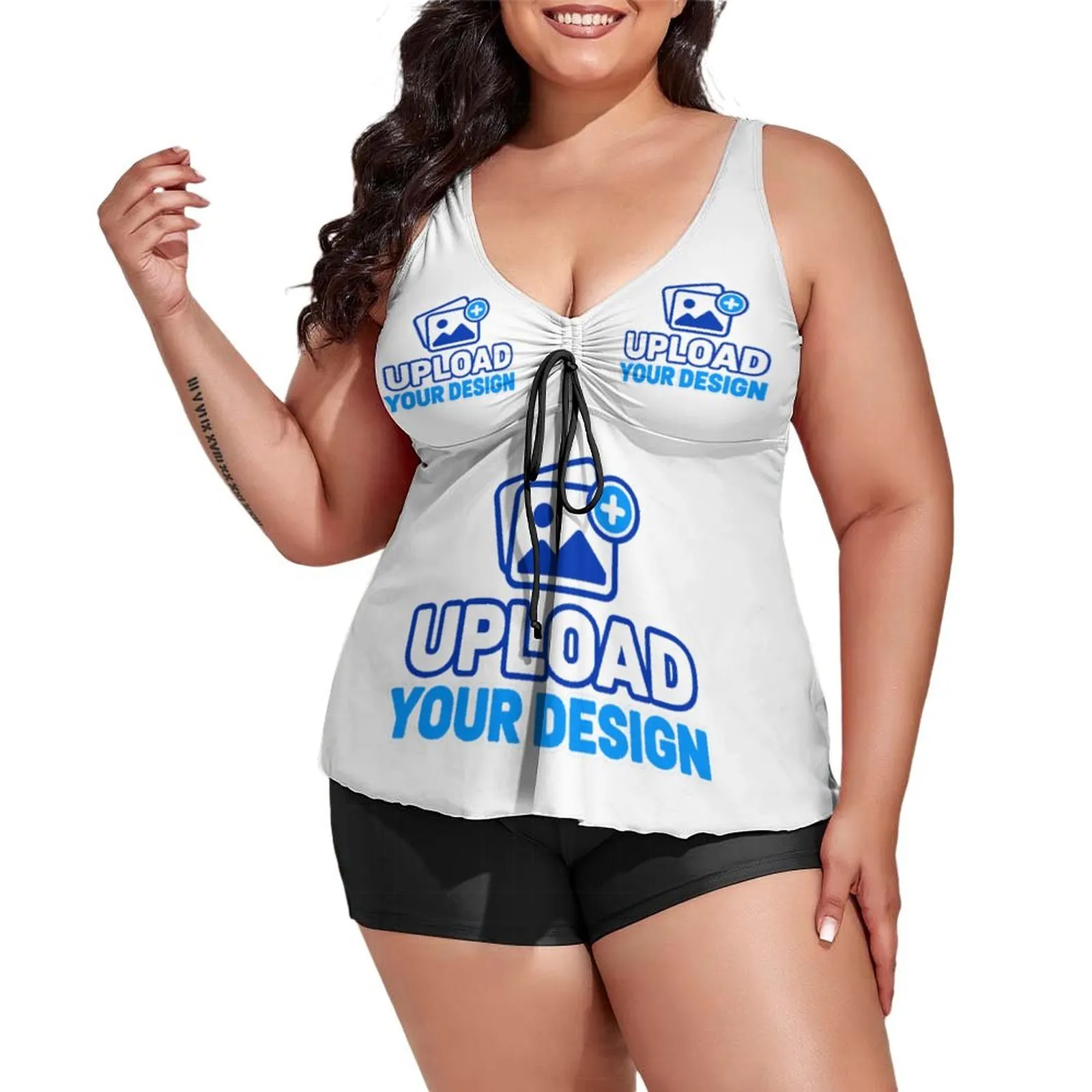 Plus-Size Boyshort Two-Piece Swimsuit &ndash; personalized print product image 6