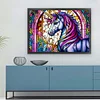 >SALE<Full Embroidery Cotton Thread 11CT Print Stain Glass Unicorn Cross Stitch60x45cm