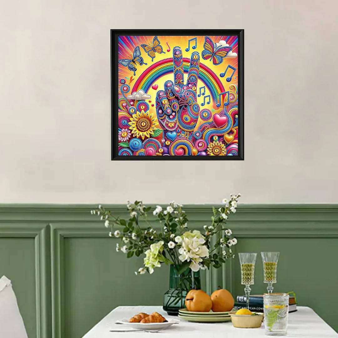 Diamond Painting - Partial Special Shaped Drill - Peace Hand(Canvas|30x30cm)