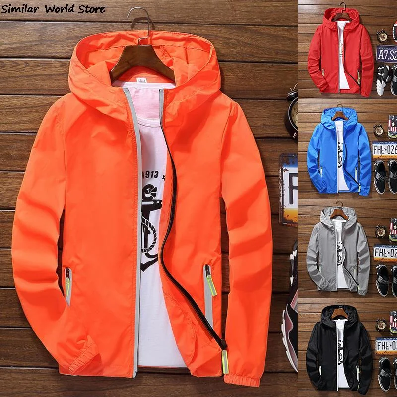 Ultra Light Men's Summer Hooded Jacket Super Thin Windbreaker Packable Skin Coat Sunscreen Waterproof Beach Casual Jackets