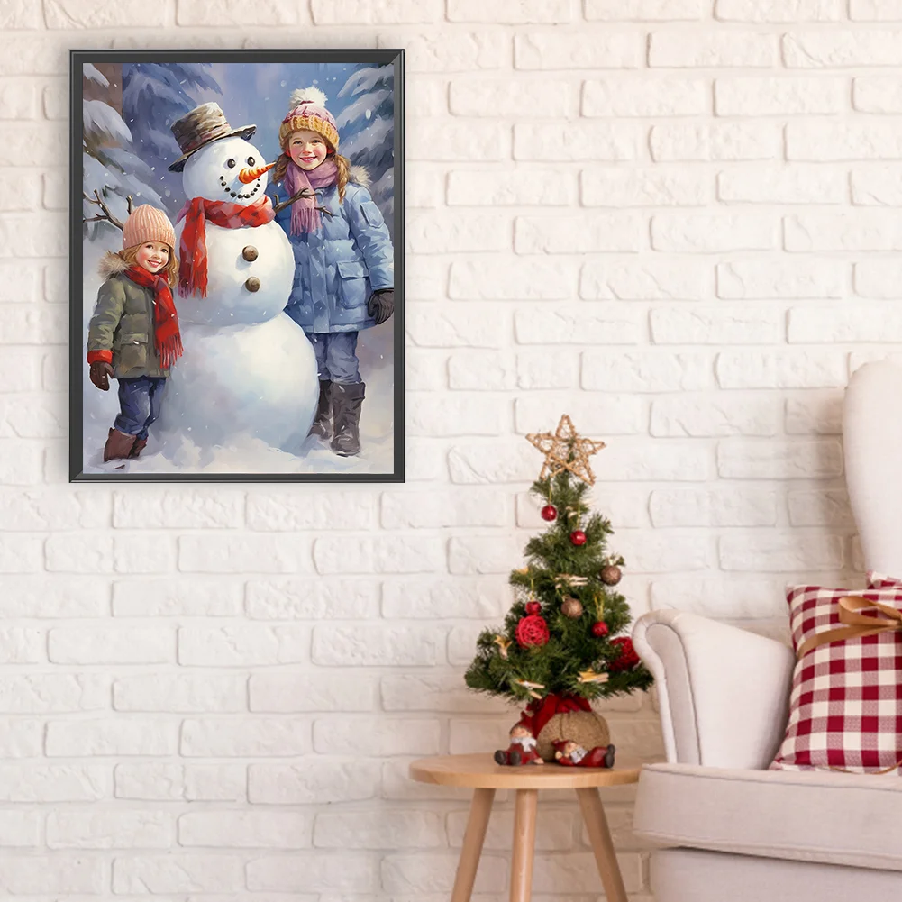Diamond Painting - Full Round Drill - Kids Snowman(Canvas|30*40cm)