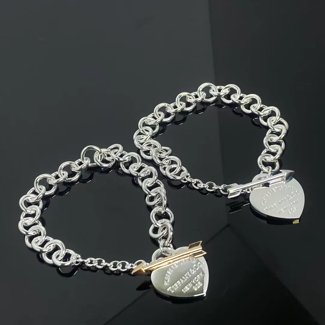 Tiffany Arrow Lovestruck Heart Tag Charm Chain Bracelet
