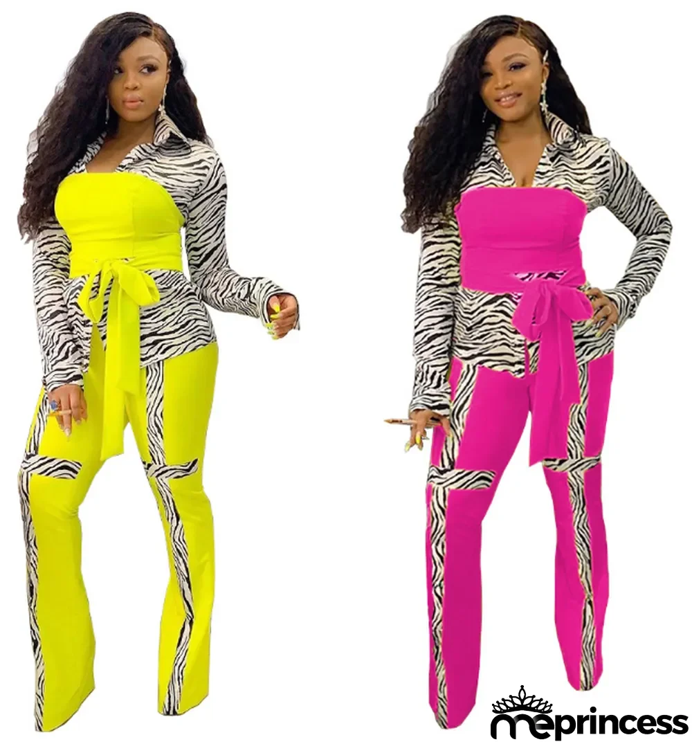 Trendy Printed Patchwork Tie Up 2 Piece Sets