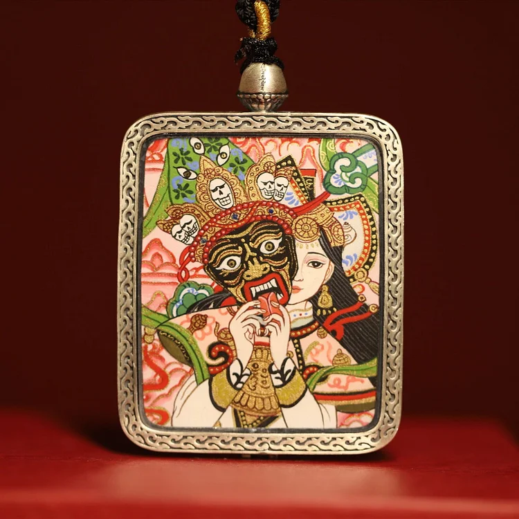 Thangka Buddha Hand-painted Silver Tibetan Zakiram Goddess of Wealth Past And Present Thangka