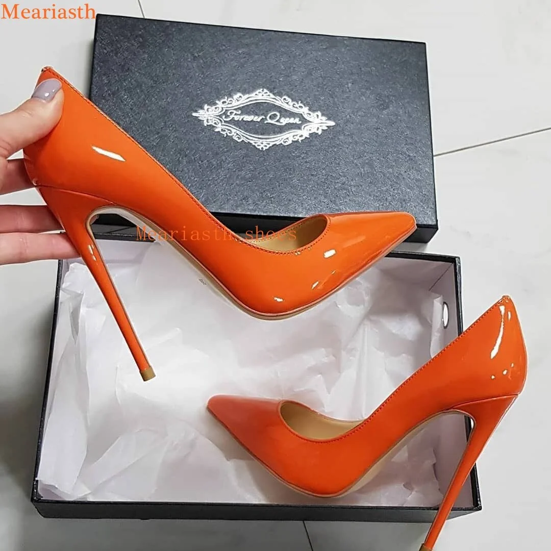 Qengg 2023 Sexy Women Pumps Spring/Autumn High heels Pointed Toe orange Wedding Shoes Sexy High Heel shoes for Women Pumps 217-1