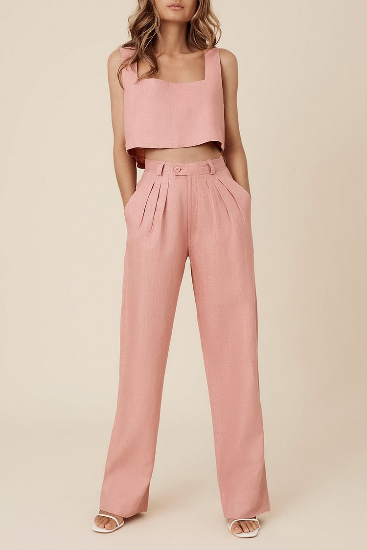 Relaxed Tailored Linen Pants And Top Set