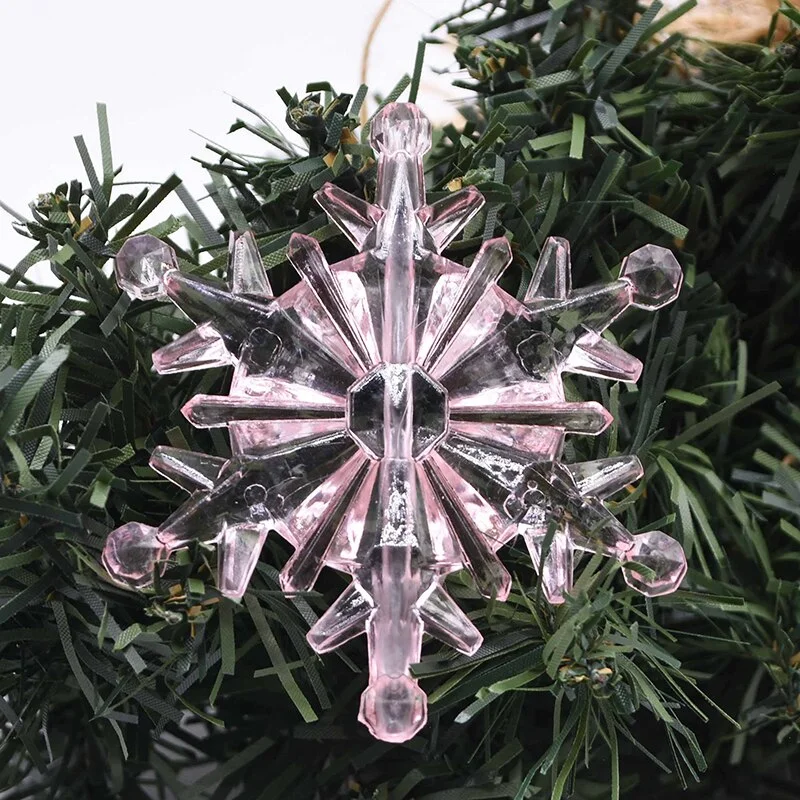 10Pcs/pack Christmas Decorations for Home Snowflake Christmas Tree Ornaments Hanging Crystal Acrylic DIY Bead Curtain Home Decor