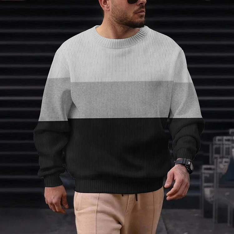Men's Casual Printed Round-neck Sweater