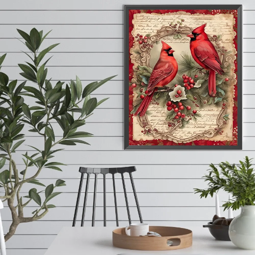 Diamond Painting - Full Square Drill - Xmas Cardinal(Canvas|40*50cm)