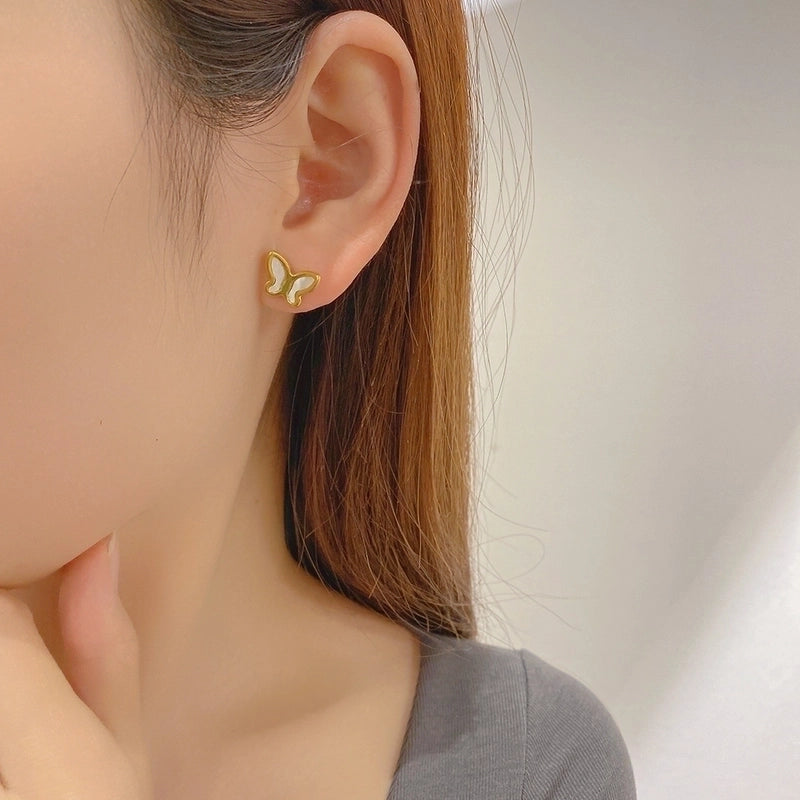 304 Stainless Steel 18K Gold Plated Vintage Style Plating Butterfly Acrylic Earrings Necklace