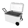 [US Local Warehouse] 70L White Cooler with Wheels Hard Shell Ice Chest Keep Food Warm Rolling Wheeled Camping Cooler for Beach Drink Beverage Picnic Fishing