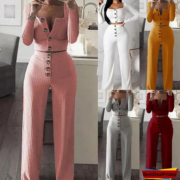 Tracksuit Female 2 Piece Set Long Sleeve Cardigan Thin Button Casual Set Top Sweater + Elastic Waist Knitted Pants Suit Female Coat