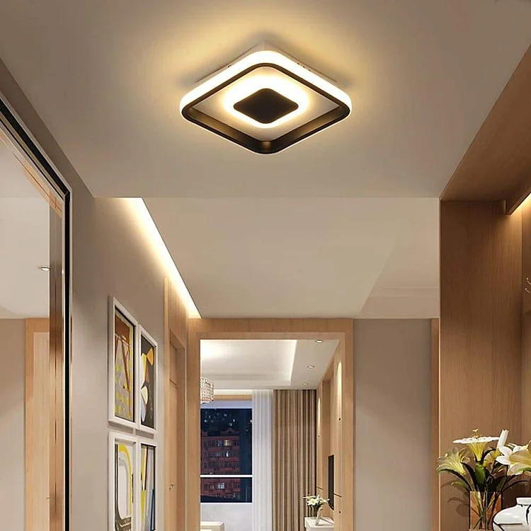 Dual Square LED Black Modern Ceiling Lights Flush Mount Lighting - Appledas