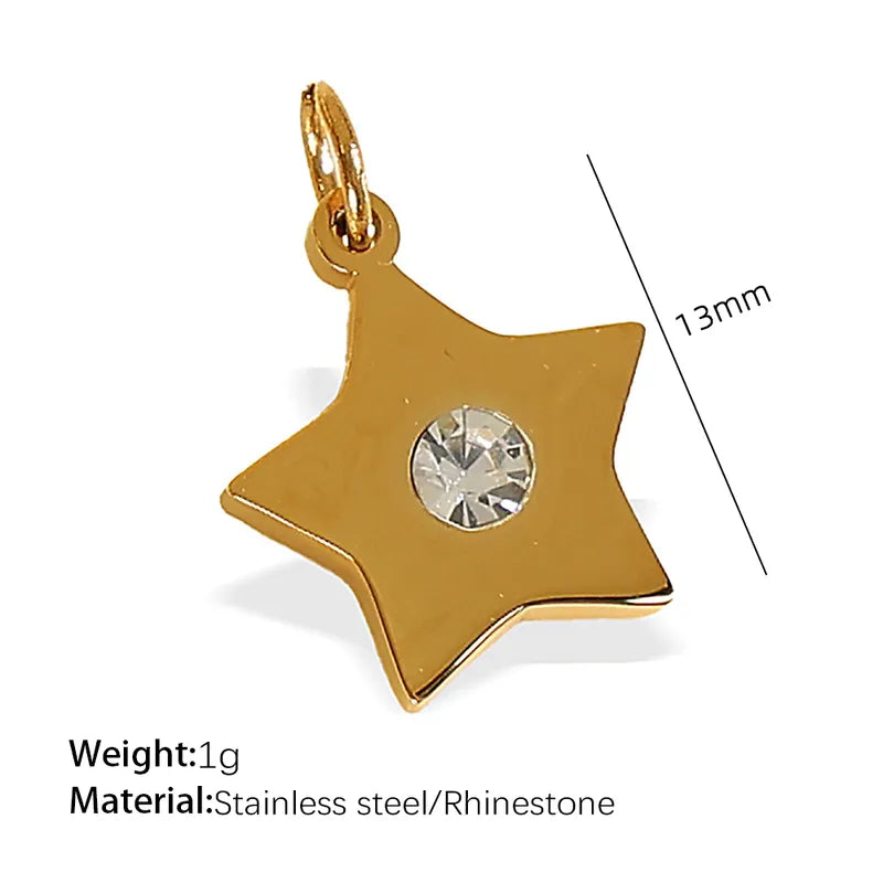 1 Piece 14.2*9.3mm 304 Stainless Steel Artificial Rhinestones 18K Gold Plated Moon Heart Shape Horseshoe Pendant Jewelry Accessories