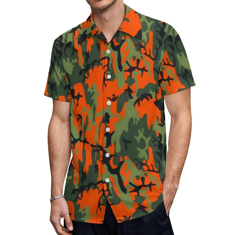 Orange and store green camo shirt