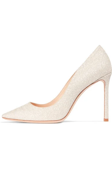 Women's Champagne Low-cut Uppers Stiletto Heel Pumps Bridal Heels |FSJ Shoes
