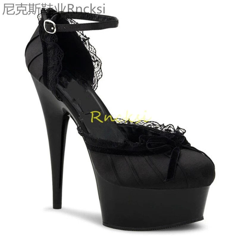 VCshoes 15cm Autumn New Ultra-high Heel Joker Women's Round Head Shoes High Heels Ultra-high Heel Stiletto Red Shoes