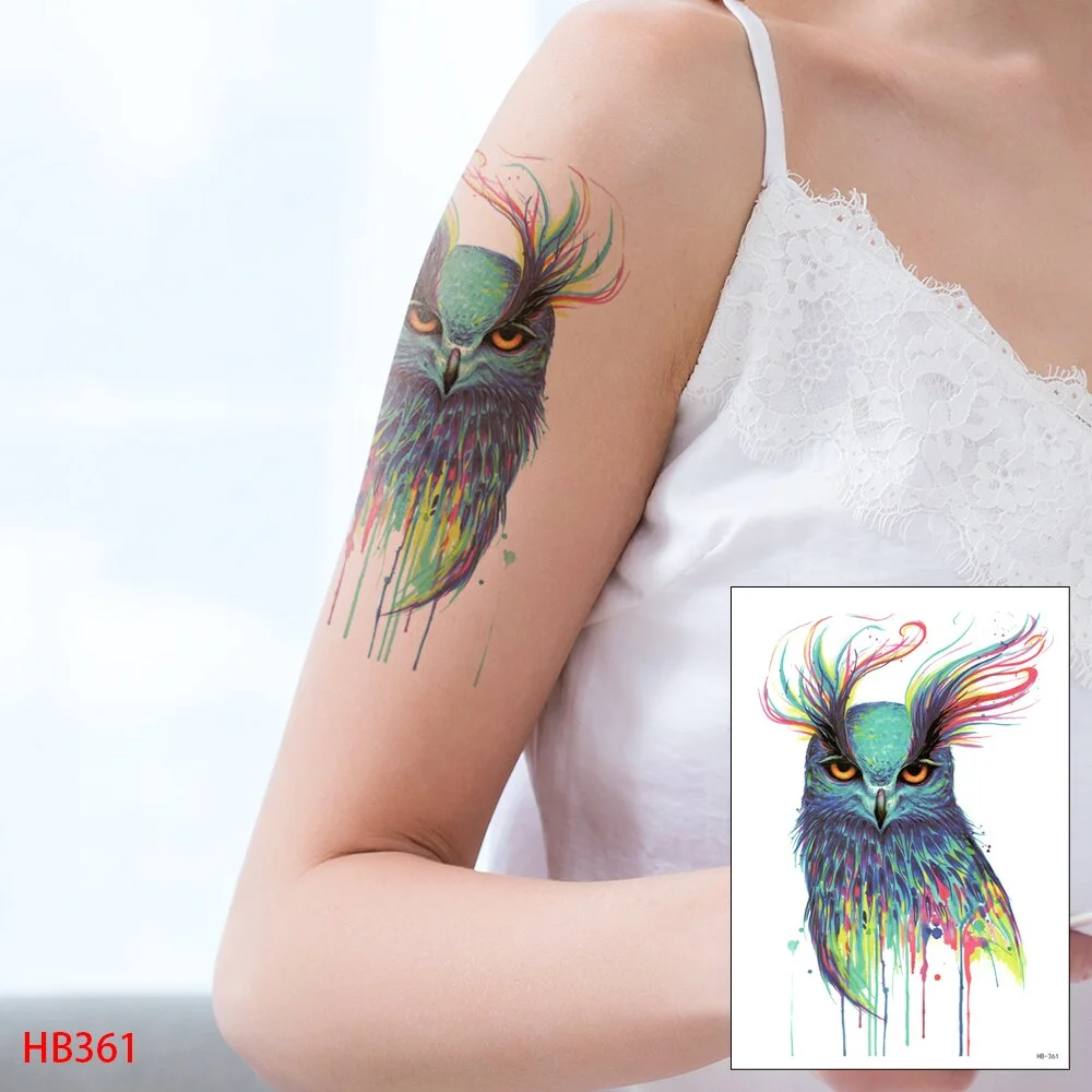 Sdrawing Transfer Waterproof Temporary Tattoos Sticker,Fake,Women Men Wolf,Skull,Eagle,Black Dragon,OWL,Beauty Body Art,Sexy Makeup