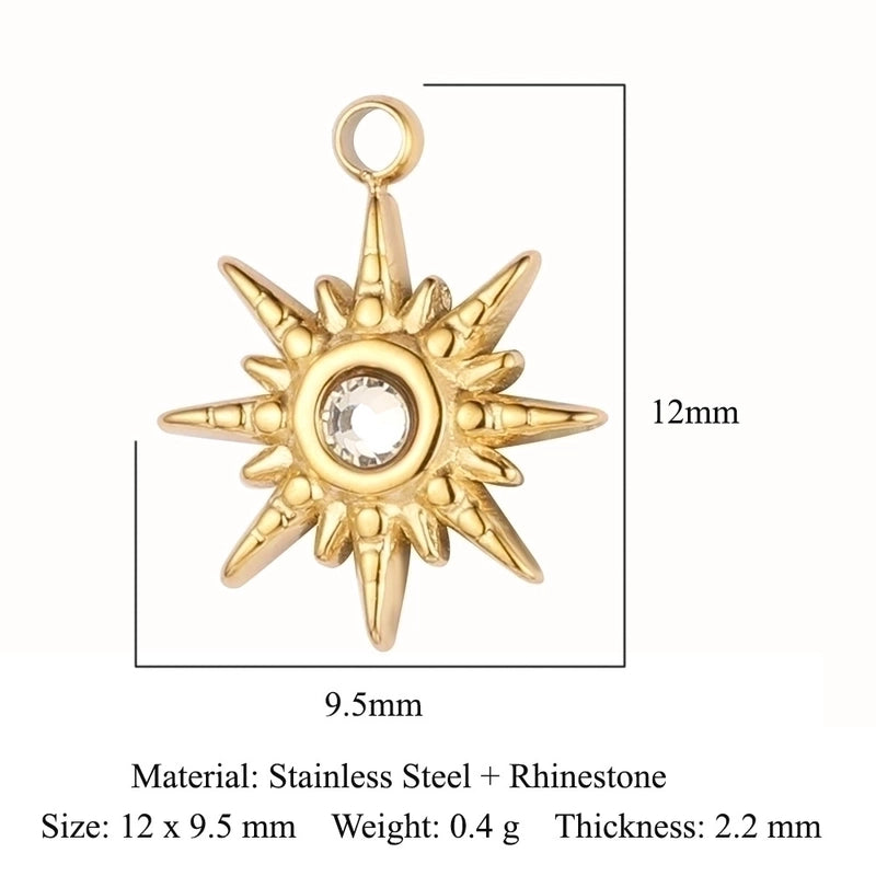 3 Pieces Streetwear Sun Titanium Steel Plating Inlay Rhinestones Zircon 18k Gold Plated Jewelry Accessories