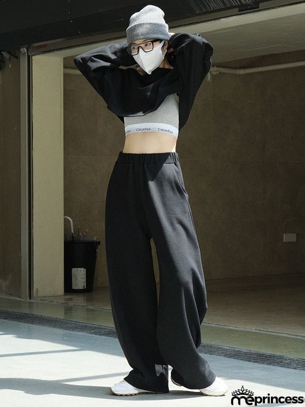 Casual Wide Leg Loose Solid Color Pants
