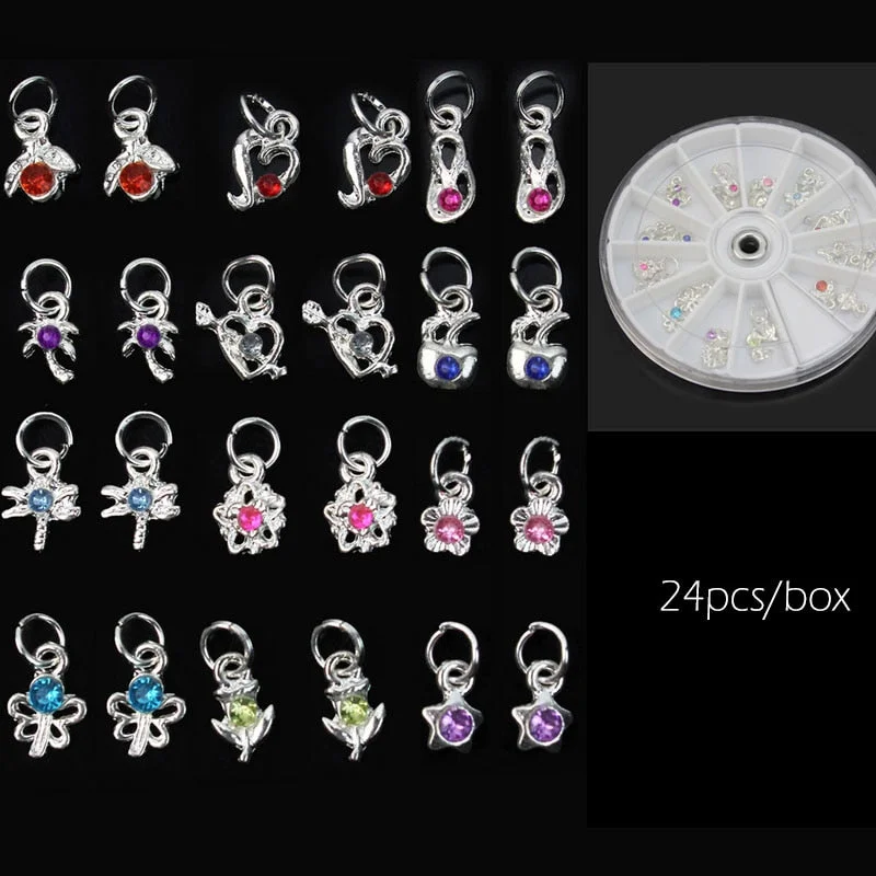 10pcs Mixed Gold Rhinestones Nail Charms Dangle Piercing Hand Drill Hole Acrylic Tips Decoration-Nail Inspo